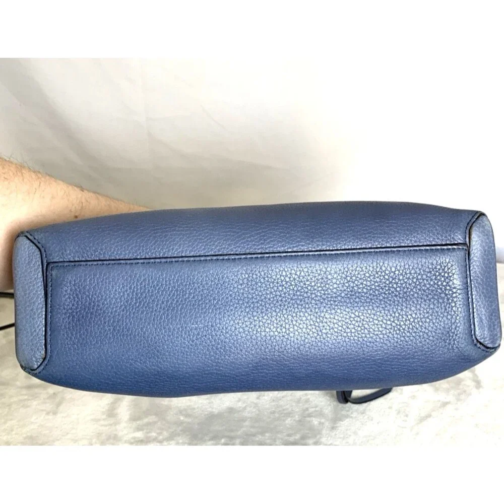 COACH Pebbled Mini Borough Bag Silver Washed Chambray Blue 28163
